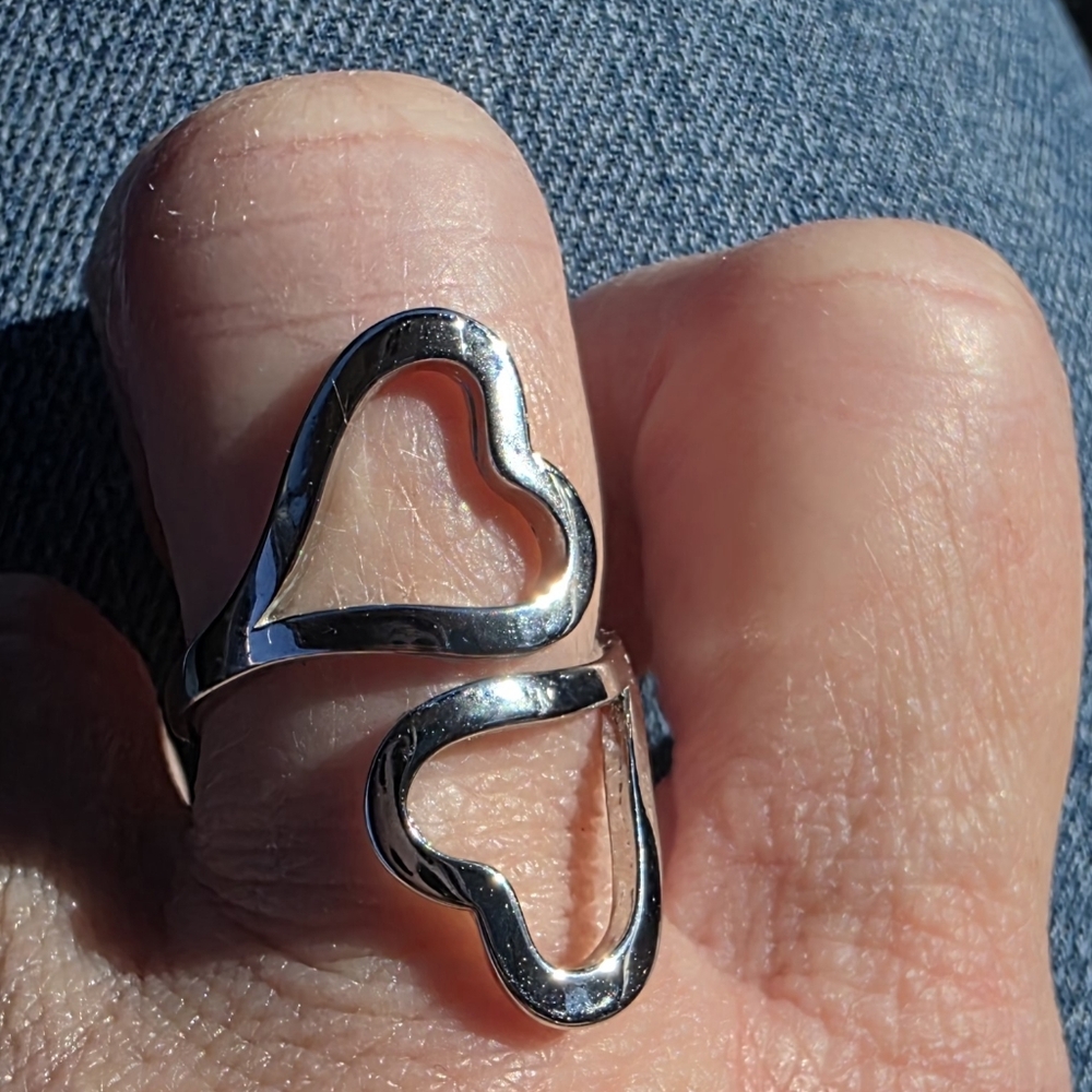 Silver Stainless Steel Adjustable Heart Ring